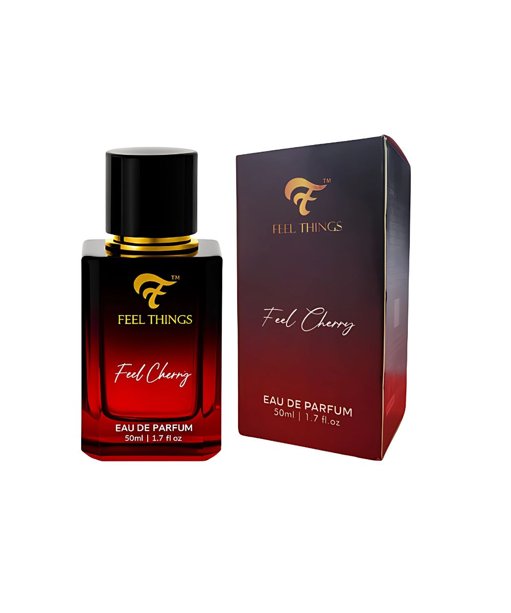 Feel Things Feel Cherry Eau de Parfum bottle and packaging on a white background