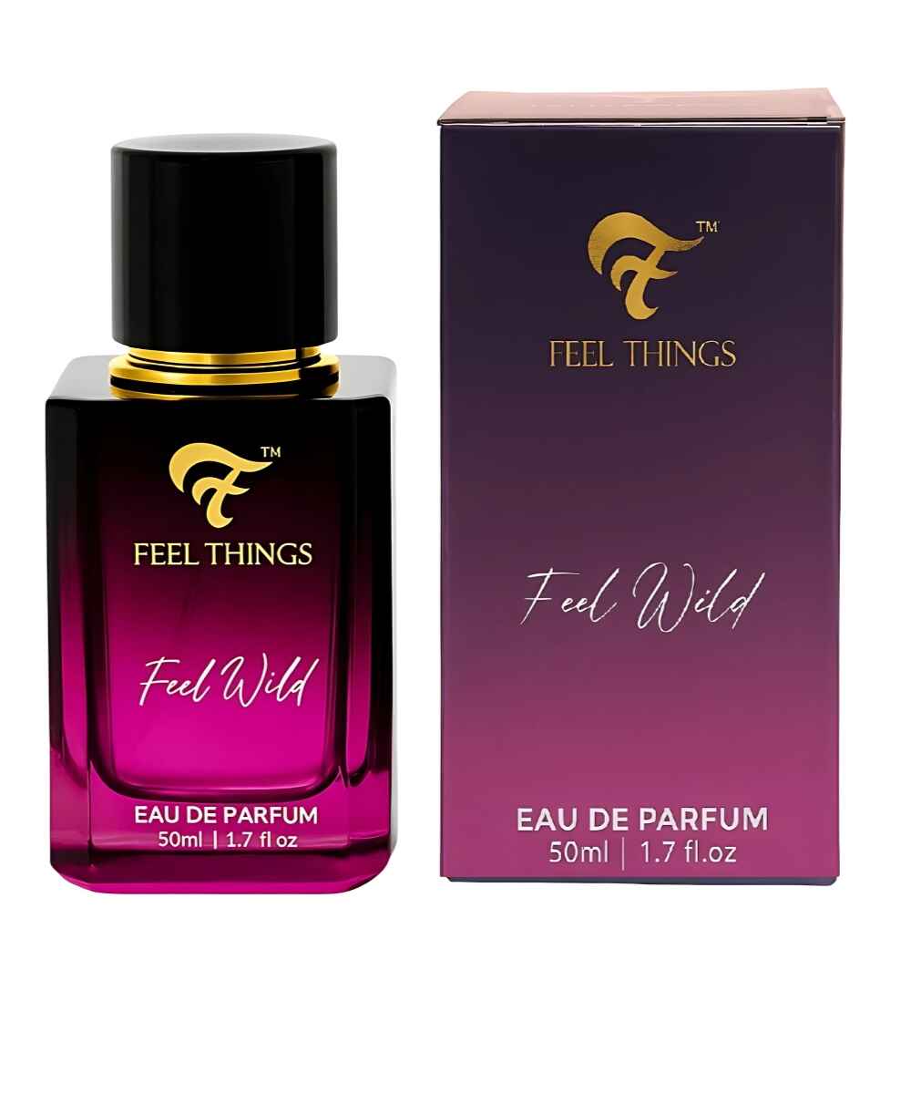 Perfume bottle and packaging of 'Feel Things Feel Wild' Eau de Parfum on a white background