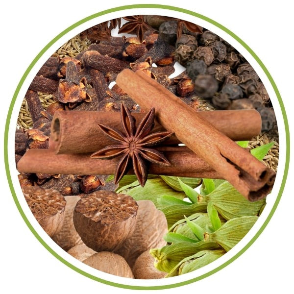 Fragrance Type Assorted spices including cinnamon sticks, star anise.
