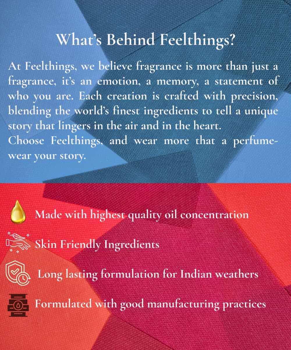 Advertisement for Feelthings fragrance with Feel cherry and feel oud whats behind