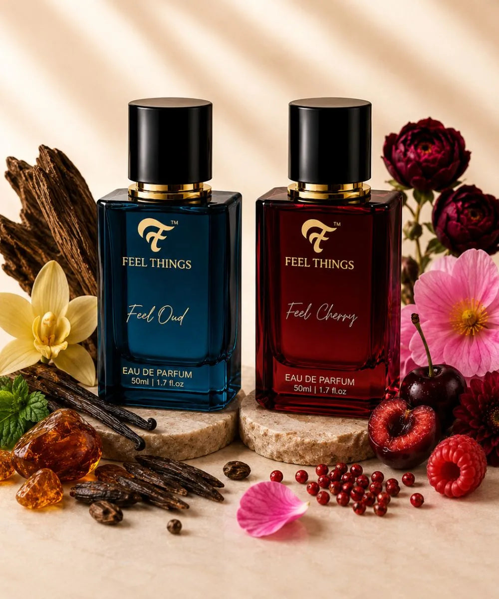 combo perfume set feel oud and feel cherry'Feel Things' with flowers and spices with fregrance ingrediants