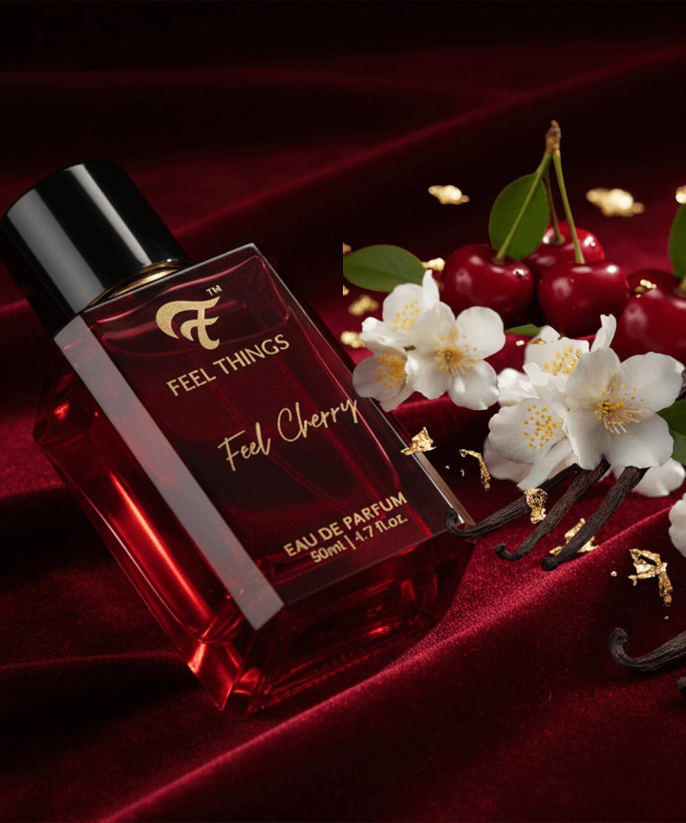 'Feel Things Feel Cherry' on a dark background