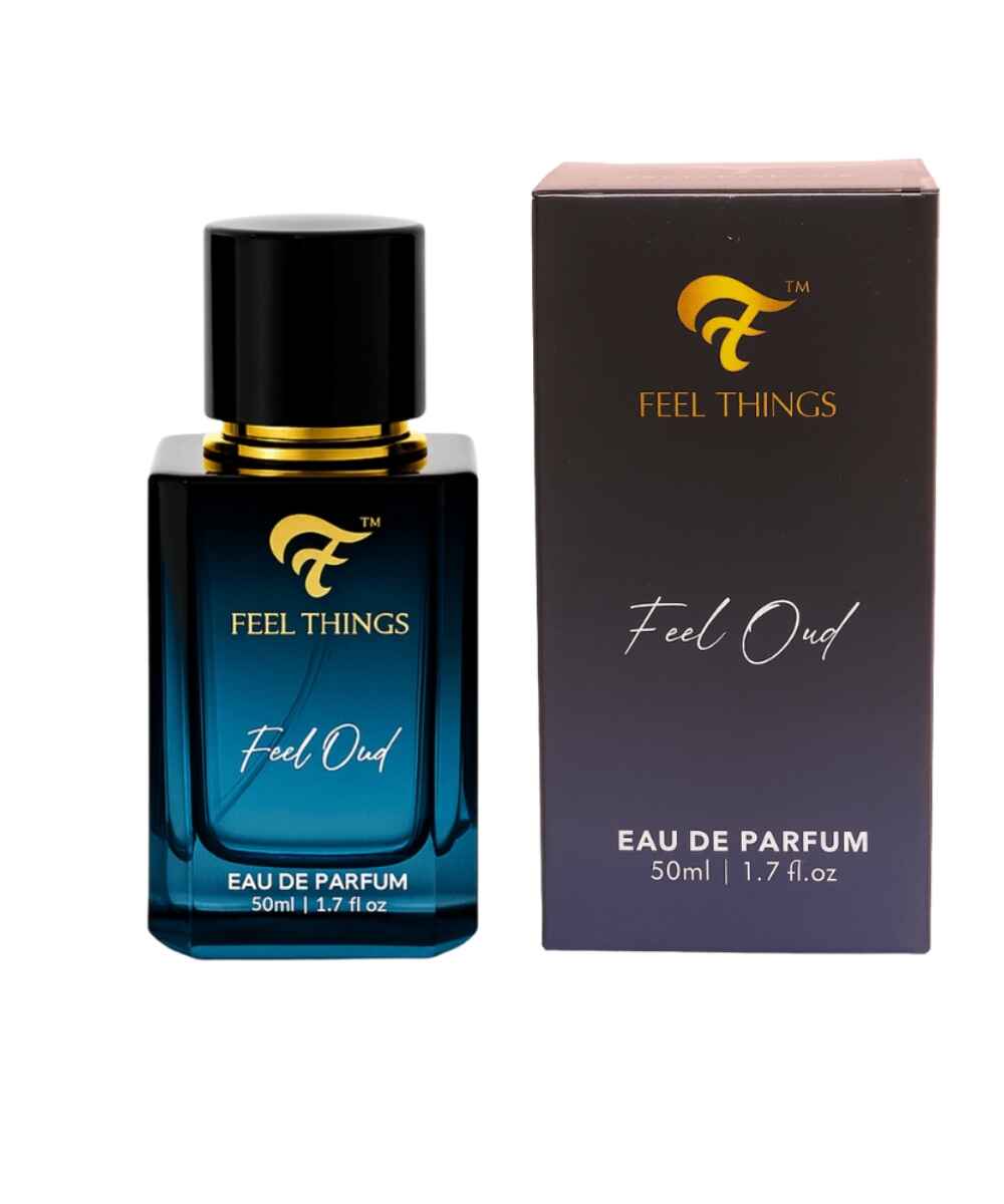 Feel Things Eau de Parfum bottle and packaging on a white background
